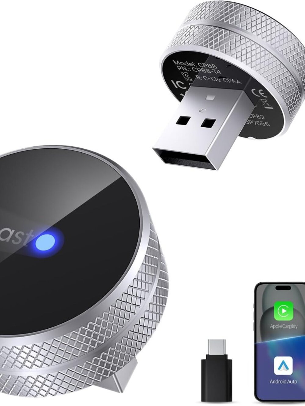 OTTOCAST Mini Tube 2026 Wireless CarPlay & Android Auto Adapter